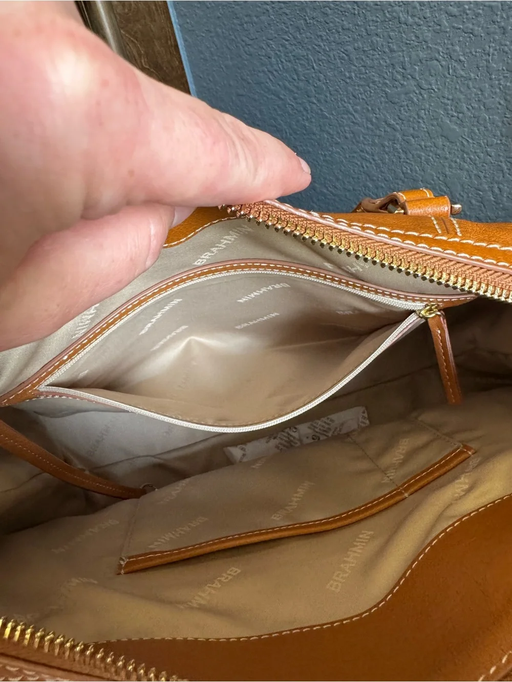 NEW!!! Brahmin Micaela Cognac Leather Satchel with Removable Crossbody Strap